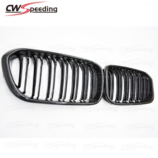 CARBON FIBER GLOSS FINIS FRONT GRILLE FOR 2016-2017 BMW 1 SERIES F20 