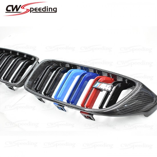  M COLOR CARBON FIBER FRONT BUMPER GRILLE FOR 2013-2018 BMW 3 SERIES F32 F36