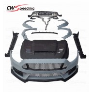  CWS -CA STYLE HALF CARBON FIBER BODY KIT FOR 2015-2017 FORD MUSTANG （FIBER GLASS FENDER+FRONT&REAR ARCHES+FIBER GLASS SIDE SKIRTS+FIBER GLASS FRONT BUMPER + CARBON FRONT LIP+CARBON FIBER FRONT BUMPER CANARD+HALF CARBON GRILLE)