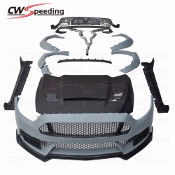  CWS -CA STYLE HALF CARBON FIBER BODY KIT FOR 2015-2017 FORD MUSTANG （FIBER GLASS FENDER+FRONT&REAR ARCHES+FIBER GLASS SIDE SKIRTS+FIBER GLASS FRONT BUMPER + CARBON FRONT LIP+CARBON FIBER FRONT BUMPER CANARD+HALF CARBON GRILLE)