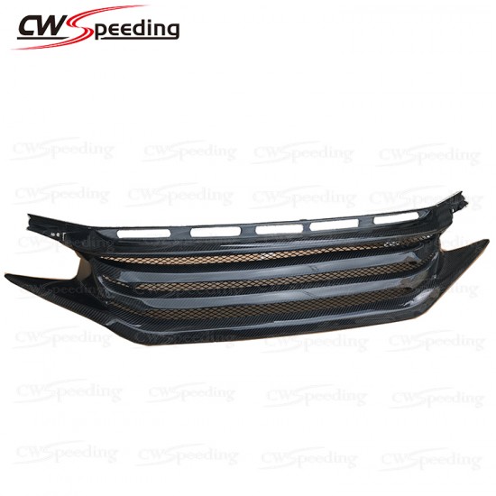 CWS STYLE CARBON FIBER FRONT GRILLE FOR 2016-2017 HONDA CIVIC X