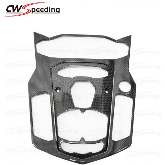 DRY CARBON FIBER CENTRE CONSOLE SURROUND FOR 2011-2015 LAMBORGHINI AVENTADOR LP700-4 DRY CARBON FIBER CENTRE CONSOLE SURROUND FOR 2011-2015 LAMBORGHINI AVENTADOR LP700-4