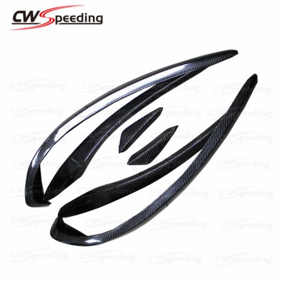 REVOZPORT STYLE CARBON FIBER FRONT BUMPER CANARDS FOR 2013-2015 MERCEDES BENZ CLA-CLASS W117 AMG CLA250 CLA45