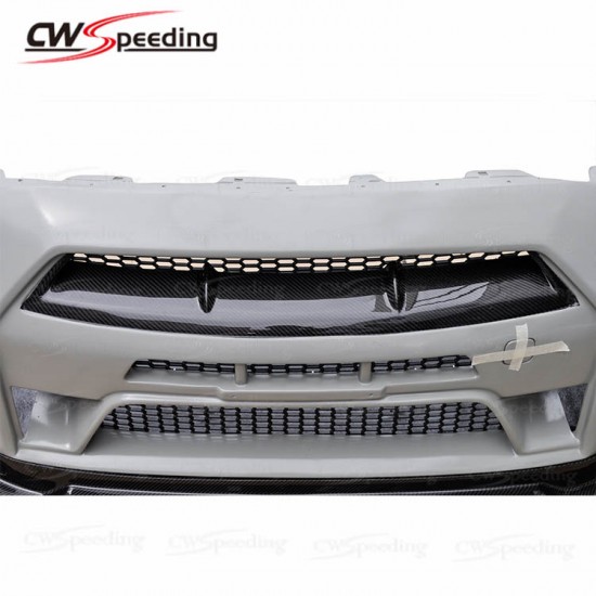 WALD STYLE HALF CARBON FIBER FRONT BUMPER FOR 2008-2016 NISSAN GTR R35 WALD STYLE HALF CARBON FIBER FRONT BUMPER FOR 2008-2016 NISSAN GTR R35