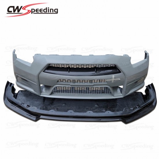 WALD STYLE HALF CARBON FIBER FRONT BUMPER FOR 2008-2016 NISSAN GTR R35 WALD STYLE HALF CARBON FIBER FRONT BUMPER FOR 2008-2016 NISSAN GTR R35