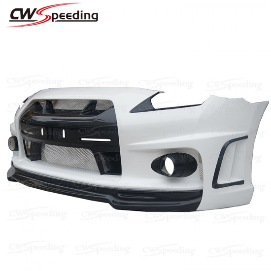 WALD STYLE HALF CARBON FIBER FRONT BUMPER FOR 2008-2016 NISSAN GTR R35