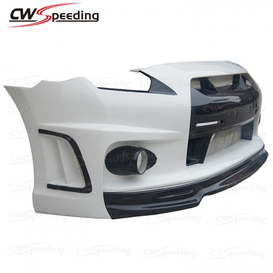 WALD STYLE HALF CARBON FIBER FRONT BUMPER FOR 2008-2016 NISSAN GTR R35 WALD STYLE HALF CARBON FIBER FRONT BUMPER FOR 2008-2016 NISSAN GTR R35