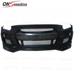  JA STYLE CARBON FIBER FRONT BUMPER WITH LIP FOR 2012-2016 NISSAN GTR R35